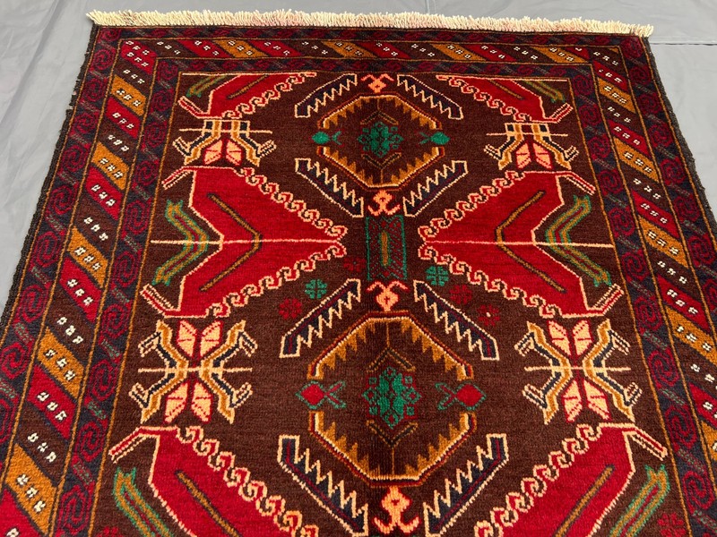 3'5x6'5 ft Vintage Baluchi Nomadic Geometric Hand Knotted Wool Area Rug gallery