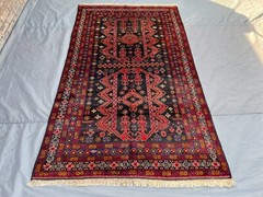 Antique Afghan Rug 5×8’3 ft – Handmade Wool Geometric Nomadic Tribal Area Rug