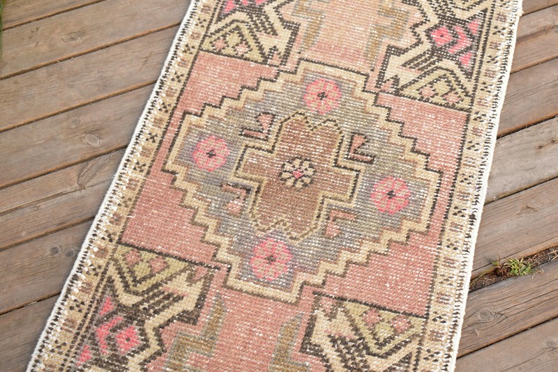 Turkish Carpet Hand Knotted 1x3 Size Doormat Chair Multi Color Rug 51x95cm gallery
