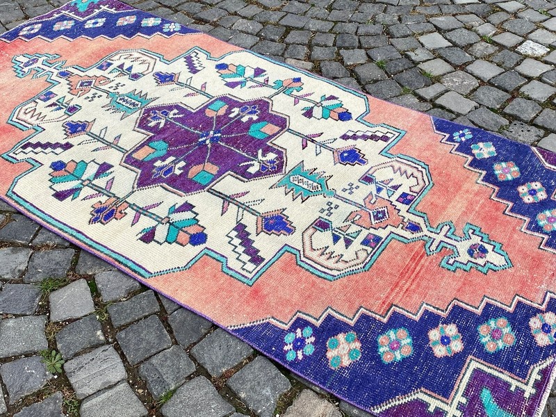 Area rug, Turkish rug, Vintage rug, Handmade rug, Wool rug Carpet | 3,4 x 7,1 ft gallery