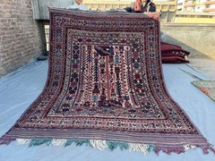 7×9 Vintage Afghan Baluchi Rug, Handknotted Soft Wool Tribal oriental Floor Rug