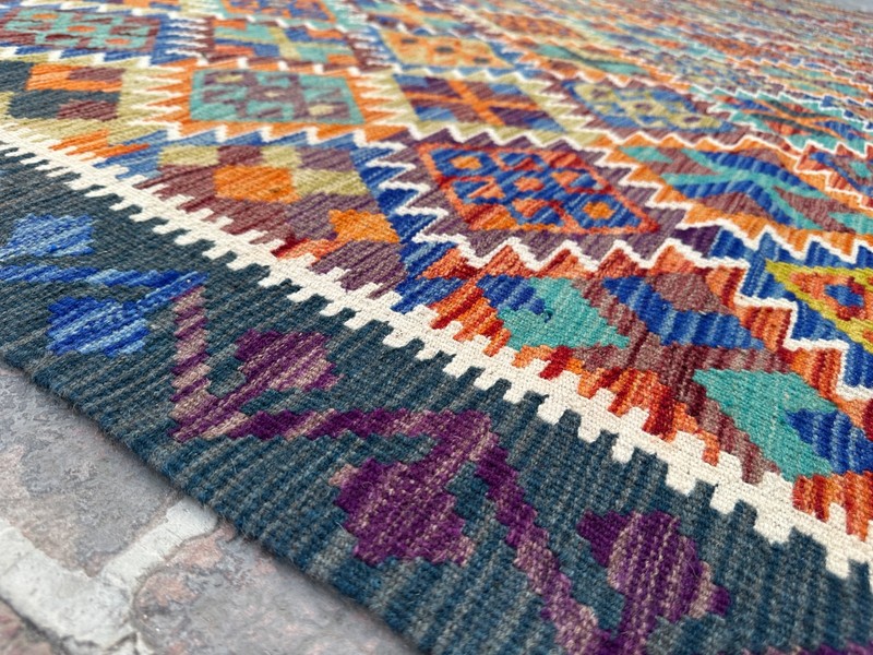 10x13 ft Large Oriental Turkish Multicolor Handwoven Afghan Modern Turkmen Rug gallery