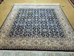 6′ X 6′ Gorgeous Handmade India Floral Oriental Wool Rug Square Blue Carpet Wow