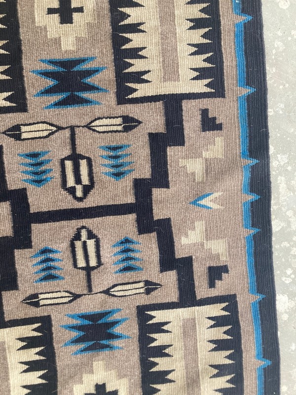 Antique Handwoven Navajo Storm Geometric Native American Wool Rug 29.5x20.8 In gallery