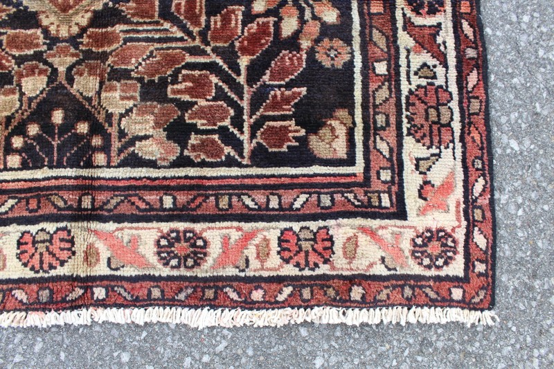 Oriental Leaves Vintage Afghan 3' 3" x 8' 3" Black Handmade Area Rug gallery