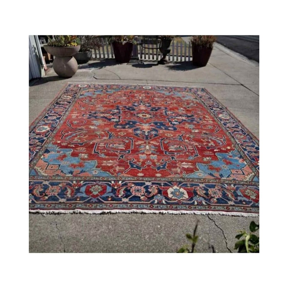 9'9 x 12'10 Vintage Wool Herizz Rug (HANDKNOTTED)