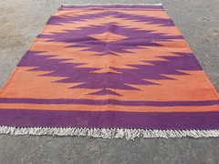 Vintage Traditional Handmade Southwestern Style Wool Multicolor Kilim 3.5×2.5 ft
