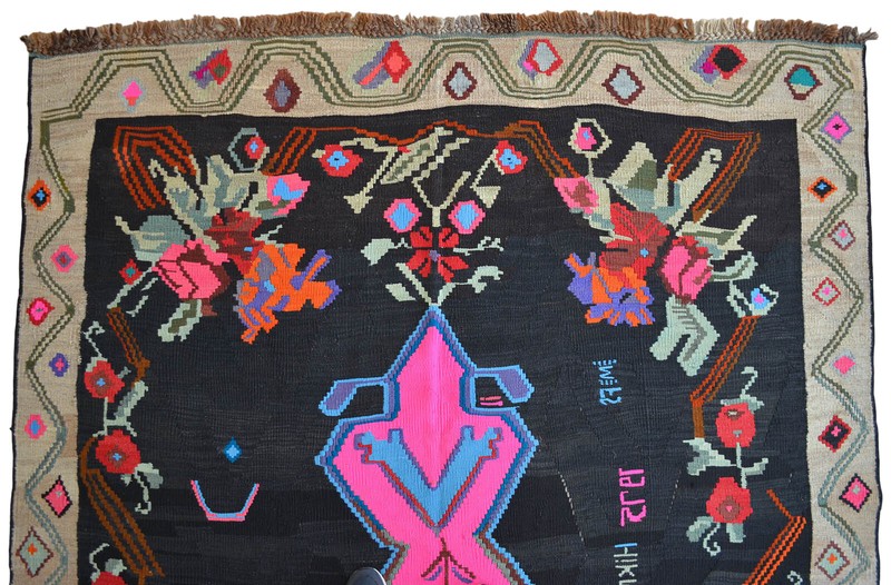 77″ x 154″ Karabakh Rug Hand Woven Kilim Large Area rug 6'5" x 12'10" HOT PINK gallery