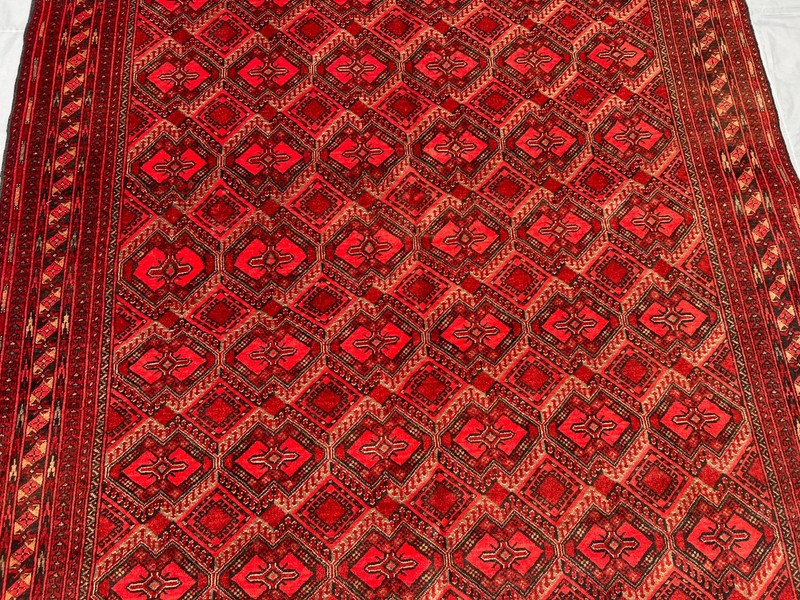 Hand Knotted Turkmen Ersari Rug 6'8x9'4 ft Rare Geometric Pattern Large Carpet gallery