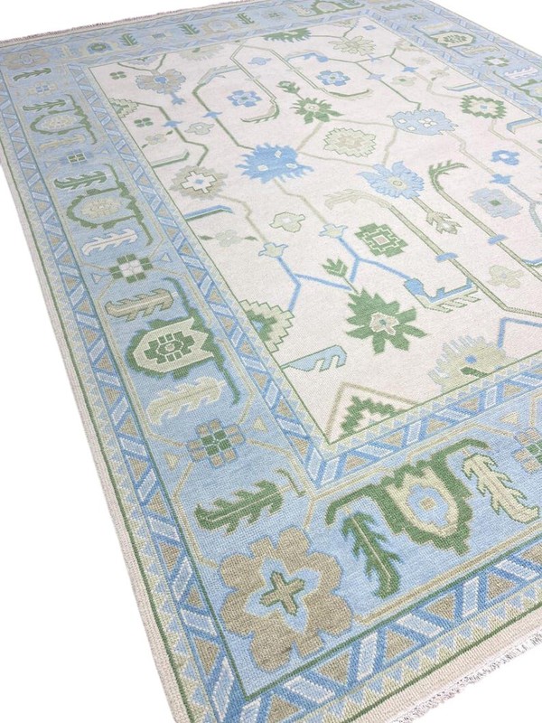 Turkish Vintage Rug – Light Blue, Lilac & Peach Pastels, Hand-Knotted, Area Rug gallery
