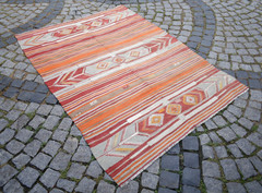 Vintage Turkish Rug 54” x 73” Flat Woven Sivas Rug Home Decor Organic Wool Rug