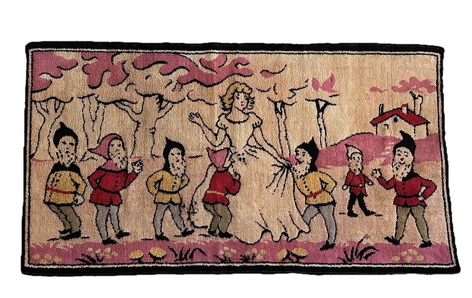 1930’s-40’s Blonde Snow White and the Seven Dwarfs Rug Pre Disney 39x21.5 gallery