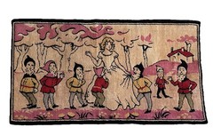 1930’s-40’s Blonde Snow White and the Seven Dwarfs Rug Pre Disney 39×21.5