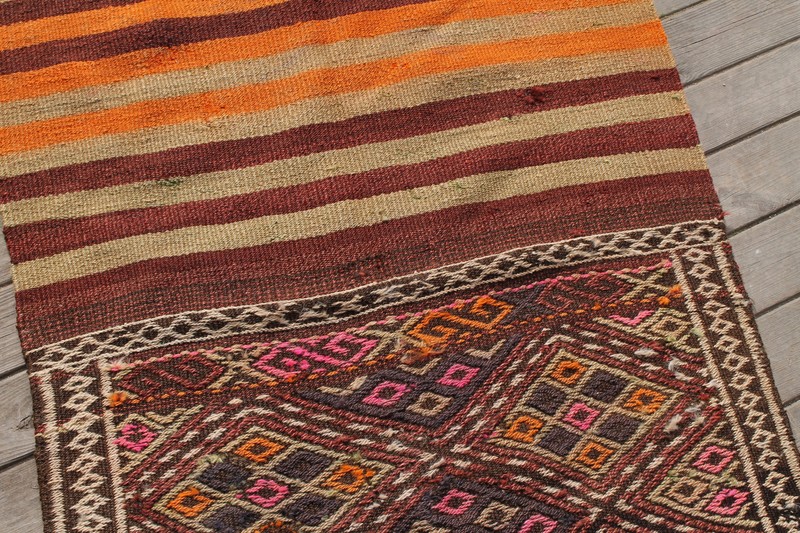 Turkish Kilim Rug 29''x61'' Oriental Vintage Rug Kars Cicim Kilim Wool 74x156cm gallery