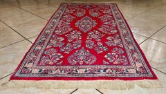 Vintage Red Sarouk Saruk Sarough Hand Knotted Natural Dye Wool Runner 5.6 x 2.6
