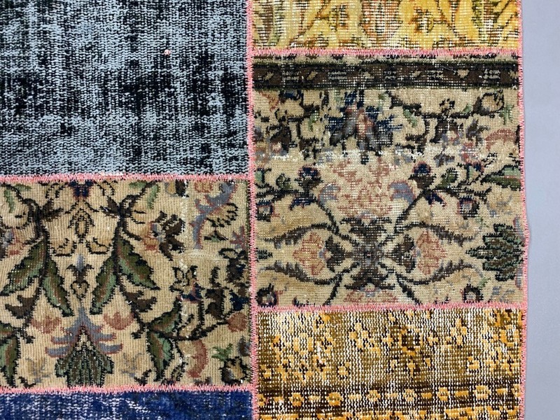 Distressed Vintage Turkish Patchwork Rug 178x133 cm Wool Medium gallery
