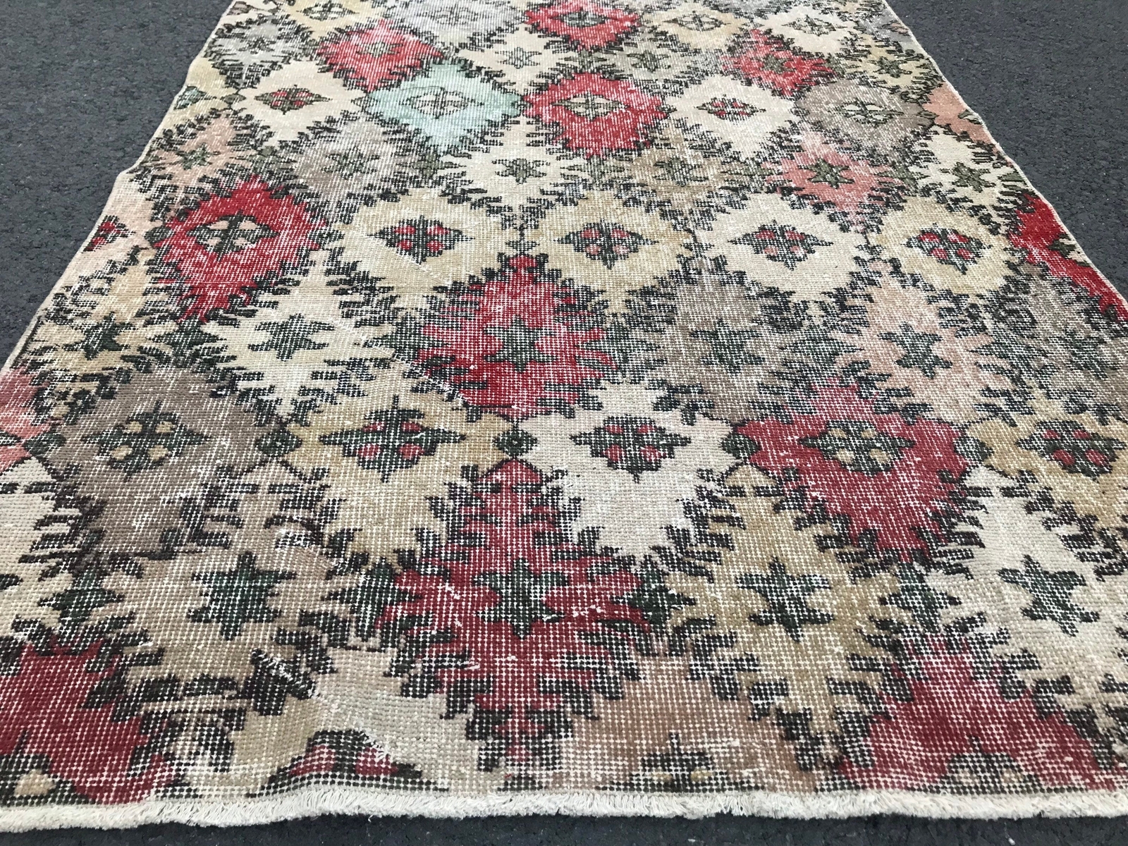 3.7x7.1 Large Vintage Colorful Turkish Wool Rug gallery