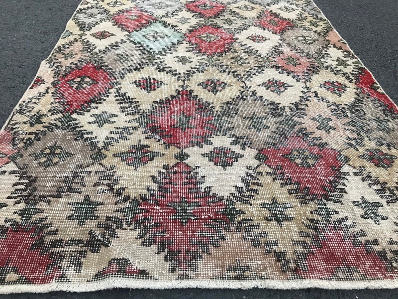 3.7x7.1 Large Vintage Colorful Turkish Wool Rug gallery
