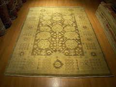 8 x 10 HANDMADE HAND KNOTTED OUSHAK RUG_Vegetable Dyed Hand Spun Soft Fine Wool