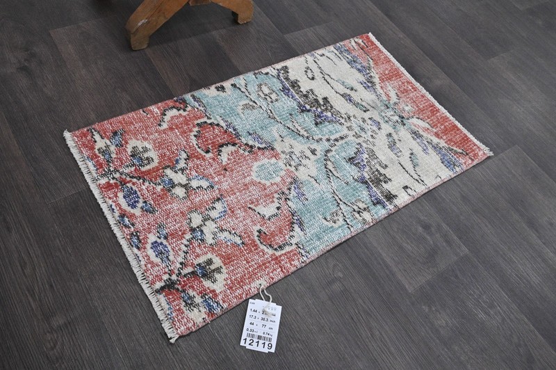Oushak Turkish Doormat Rug 1x2 RED Anatolian Handmade Vintage Small Kilim Rug gallery