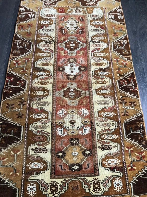 3.3x6 Medium Vintage Brown Turkish Oushak Wool Rug gallery