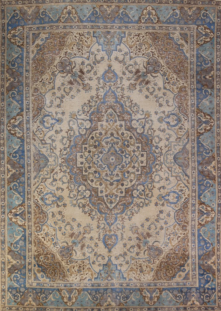 Geometric Distressed Area Rug 10x13 Handmade Wool Traditional for Living Room