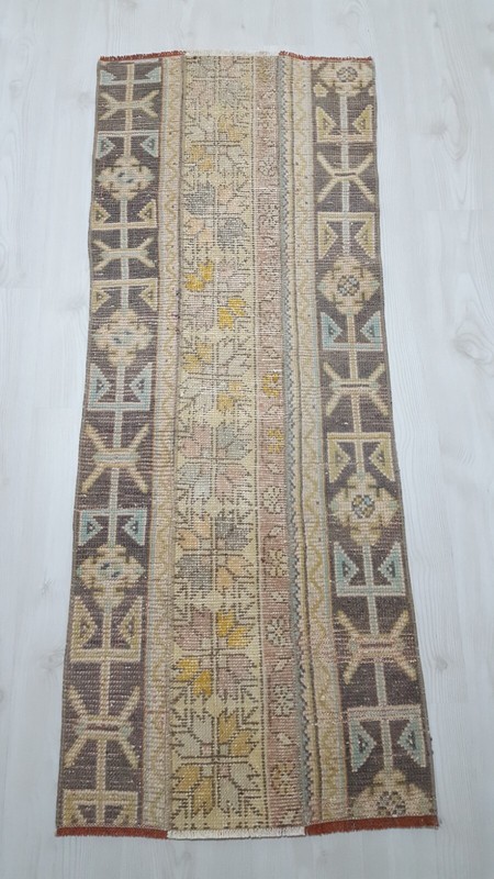 Vintage Patchwork Handmade Rug Beige Decor Rug Runner Area Rug Retro Rug gallery