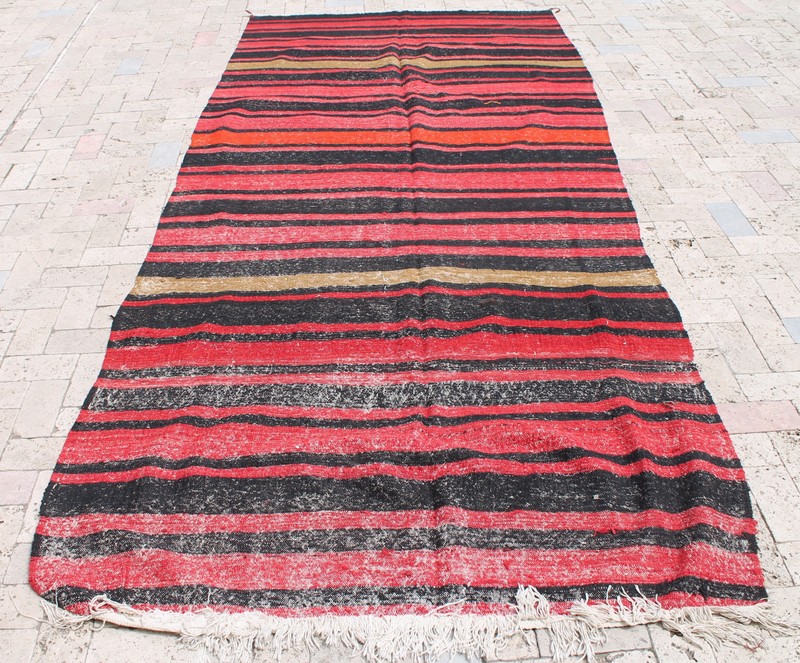 Turkish Kilim Rug 56''x133'' Hand Woven Sivas Kilim 143x340cm Wool Picnic Rug gallery