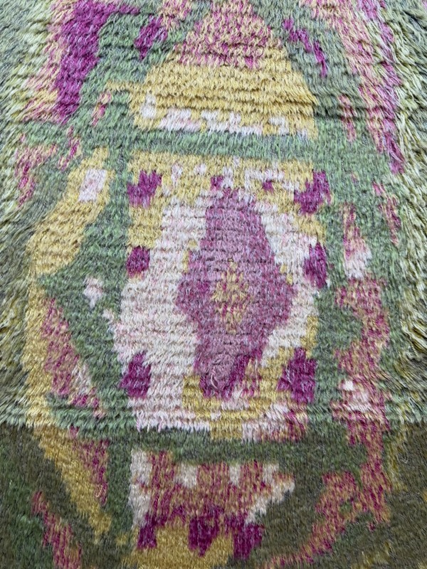 Vintage Beautiful Hand Knotted Mid Century Swedish Scandinavian Rye Shag WoolRug gallery