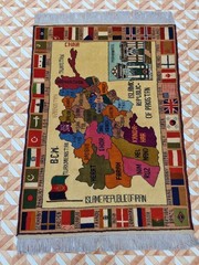 Handmade Afghan Map Rug Wool Pictorial Carpet World Flags Tribal Wall Hanging