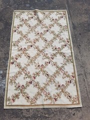 Vintage Handmade Kashmiri Trellis Floral Traditional Wool Area Rug 150×92 cm
