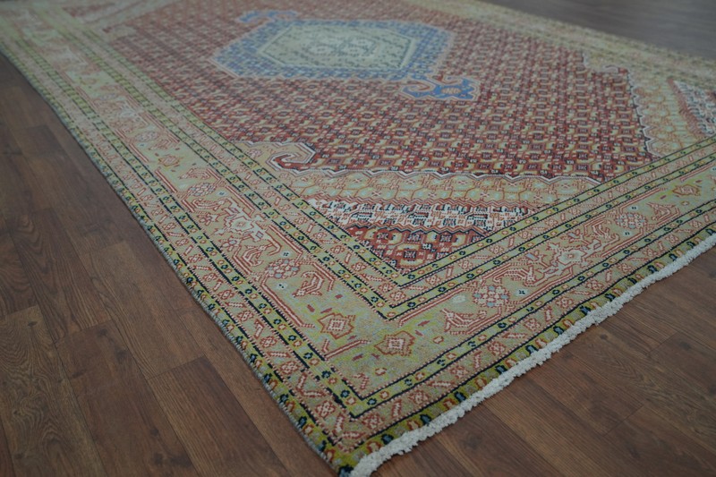 Geometric Rust Wool Traditional Living Room Area Rug Vintage Handmade Rug 6x9 gallery