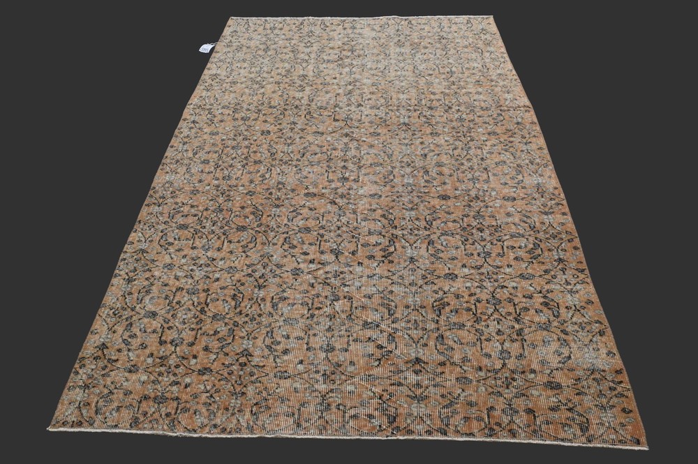 Vintage Turkish Oushak Rug, Orange 5x8 ft, Handmade Wool, Bohemian Anatolian