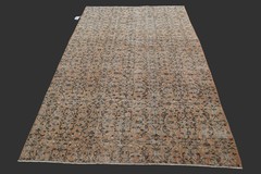 Vintage Turkish Oushak Rug, Orange 5×8 ft, Handmade Wool, Bohemian Anatolian