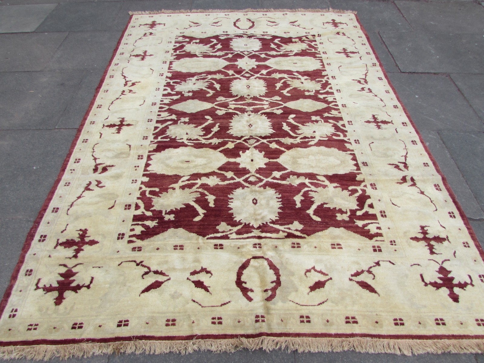 Old Hand Made Traditional Veg Dye Afghan Wool Burgundy Red Carpet 260x186cm gallery