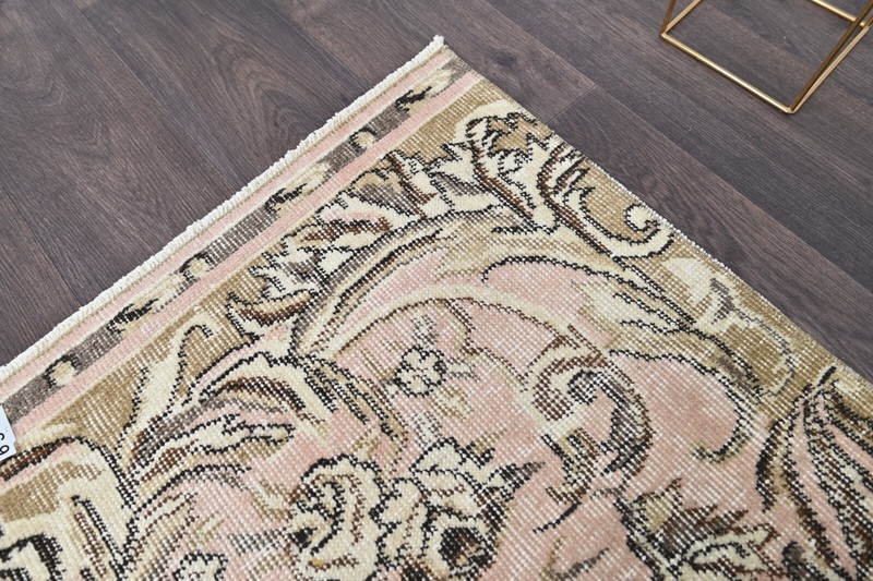 Vintage Turkish Runner Rug 2x10ft Wool Anatolian Handmade Hallway Oushak GOLD gallery