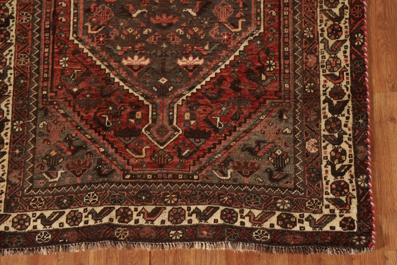 Vintage Geometric Traditional Red/ Ivory Area Rug 4'x6' Wool Handmade Carpet gallery