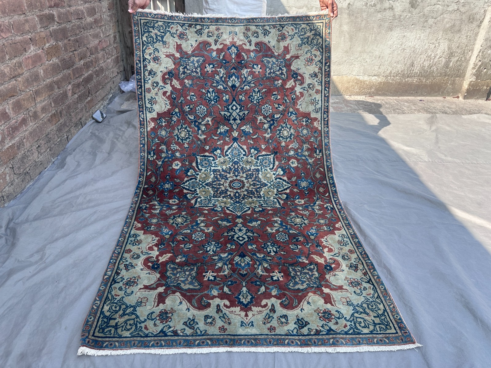 Turkish Inspired Caucasian Rug 4x6 Hand Knotted Medallion Tribal Farmhouse Rug gallery
