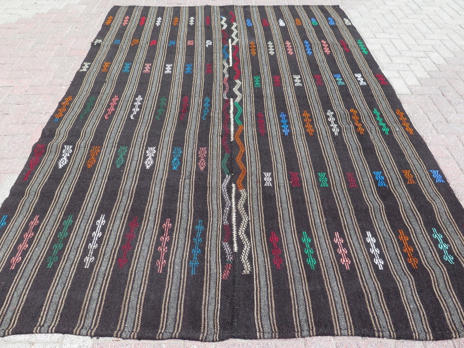 Anatolia Kilim Rug, Natural Wool Rug, Ethnic Rug, Handmade Kelim, Carpet 81x118" gallery