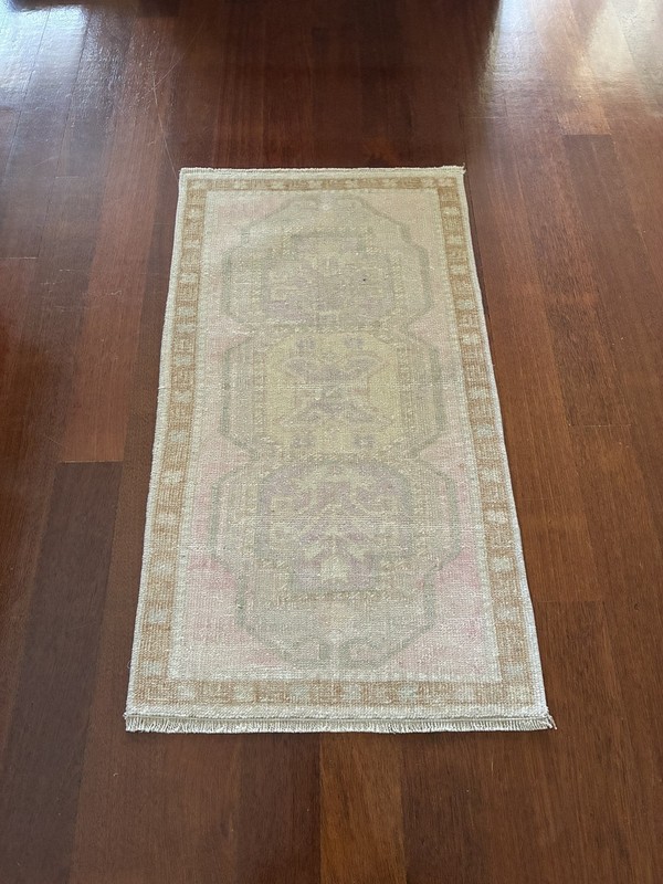 Japandi Neutral Oushak Rug 2x3 Muted Beige Wool Hand Knotted Small Accent Mat gallery