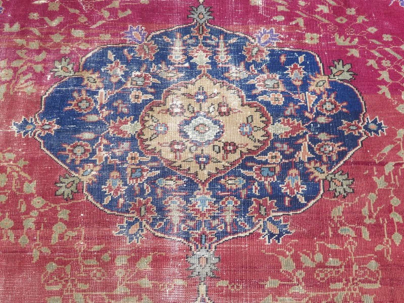 Antique Turkish Rug, Handwoven 10x12 ft Oushak Carpet Wool Large Home 123"x147" gallery