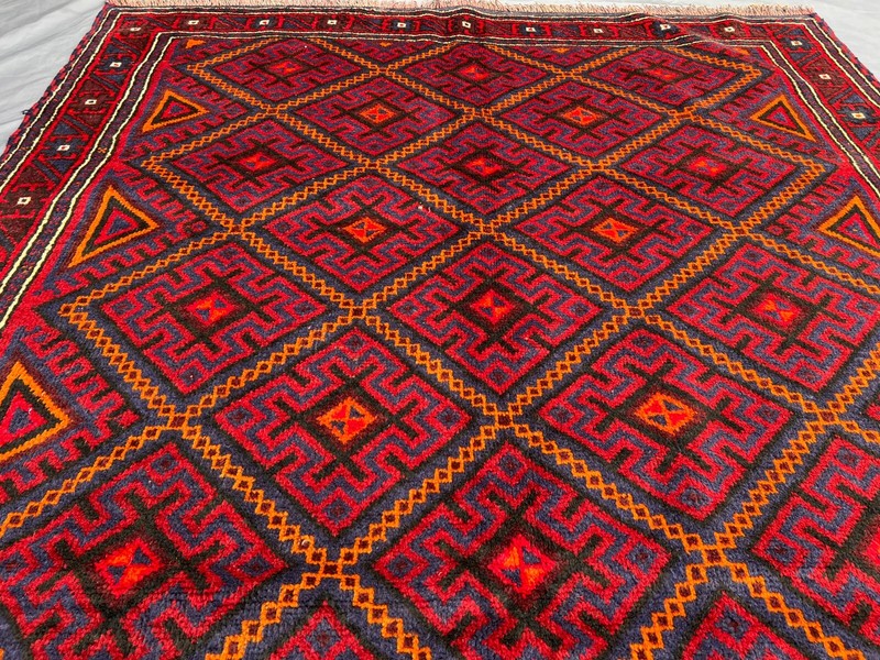 Afghan Baluchi Rug 5'3 x 8'8 ft - Handmade Boho Style Wool Red Tribal Carpet gallery