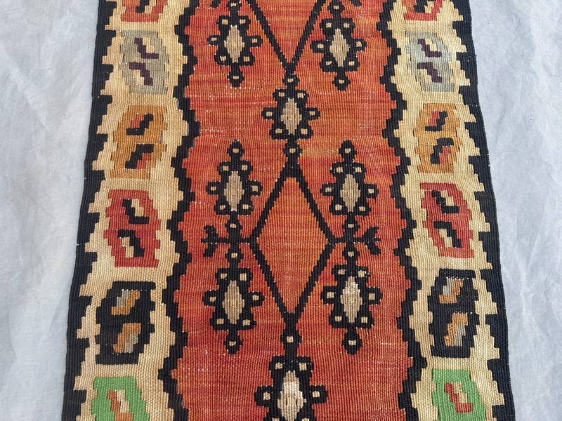 2x6 Vintage Terracotta Faded Afghan Tribal Flat Weave Kilim Oriental Runner Rug gallery