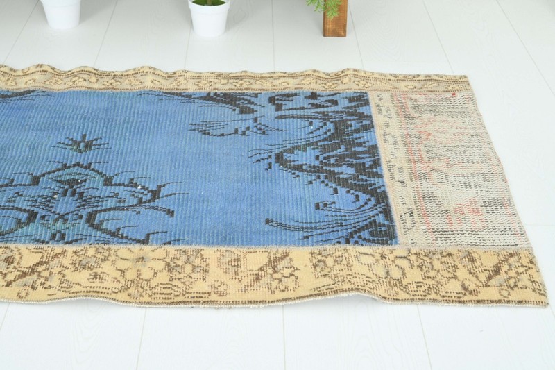 Turkish Small Runner Rug 2x5 Hand-Knotted Vintage Oushak Oriental Rug Carpet,748 gallery