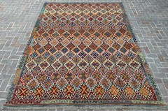 10×13 ft Large Handwoven Afghan Chobi Oriental Turkmen Geometric Wool Area Kilim