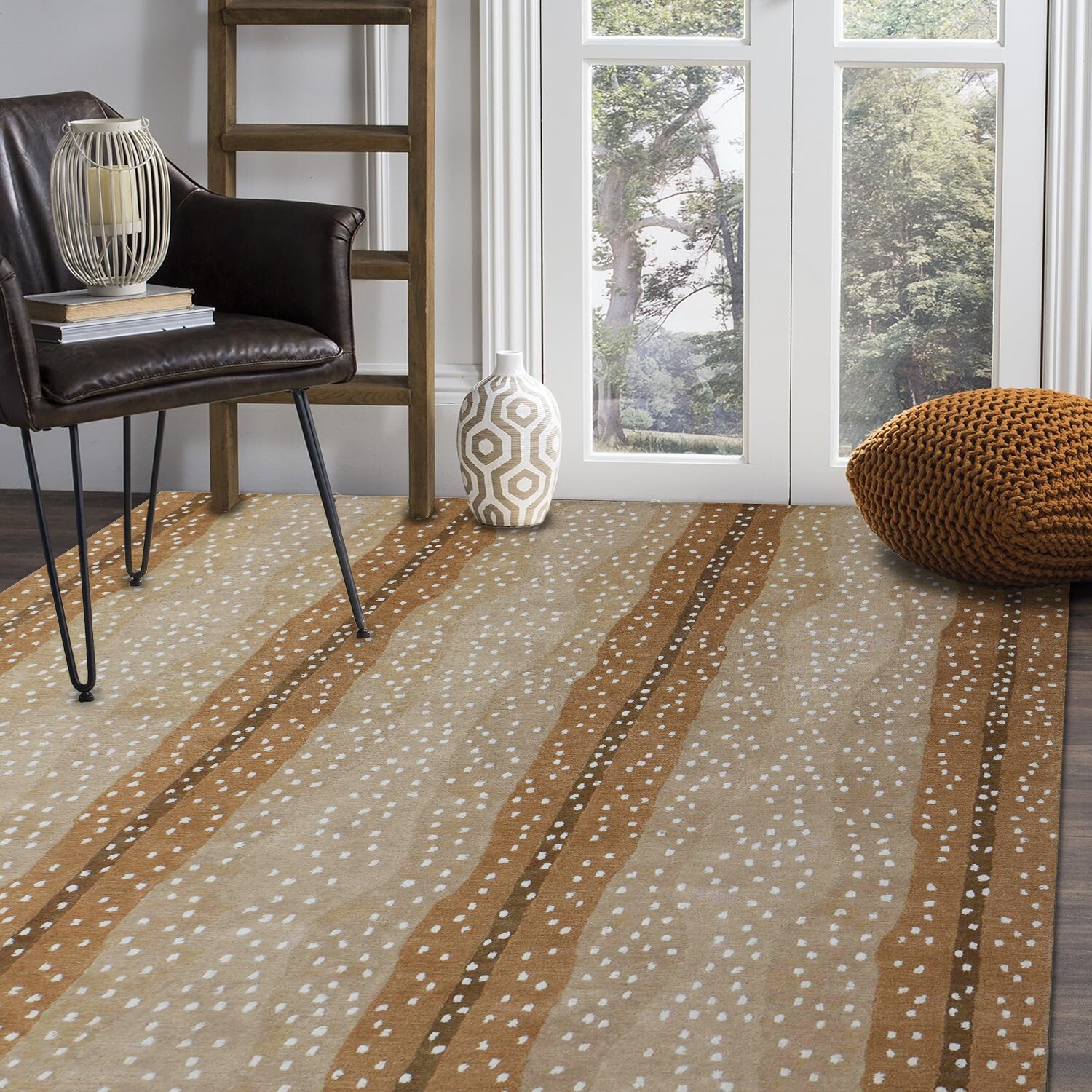 Antelope Chetah Animal Gold Contemporary Handmade Tufted 100% Woolen area rug gallery