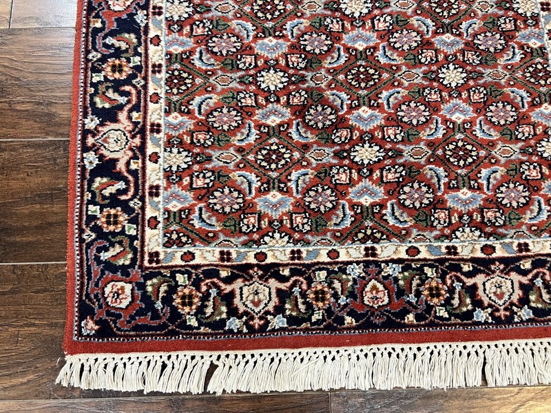 Indo Perisan Rug 3x5 Red Navy Blue Vintage Wool Handmade Small Bidjar Carpet gallery