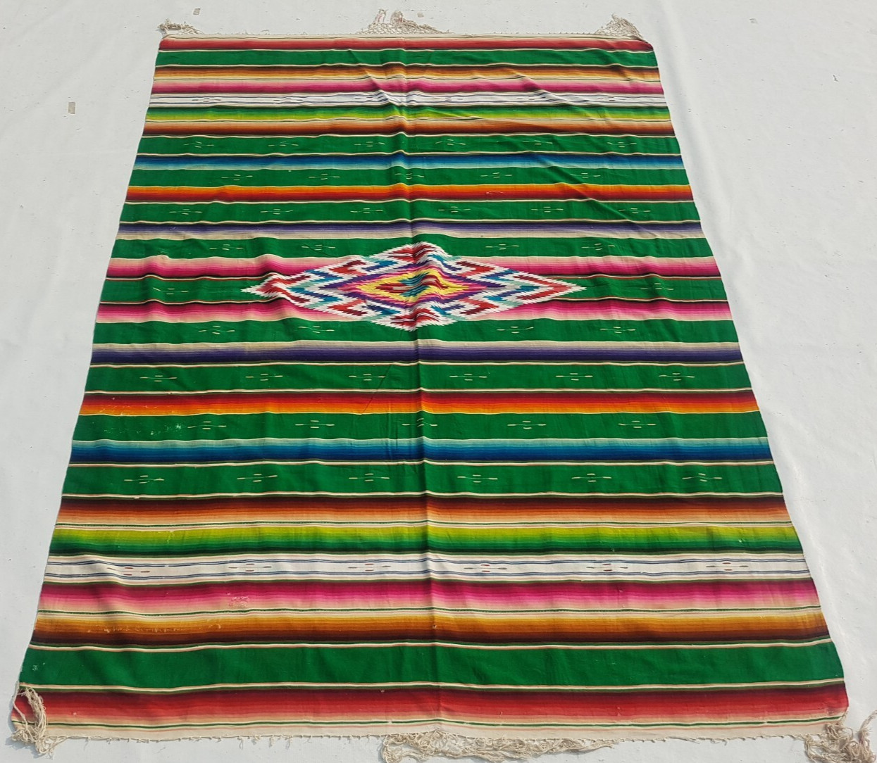 Vintage Traditional Handcrafted Mexican Saltillo Rug for Home Décor 222x157 cm gallery