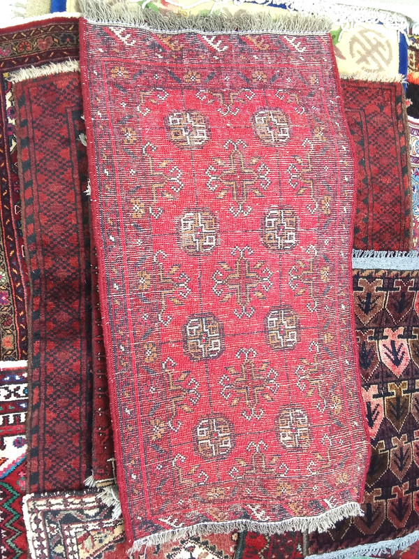 Afghan Handmade Carpet Red 2x3 Ft Runner Rug 20x42 Inches gallery