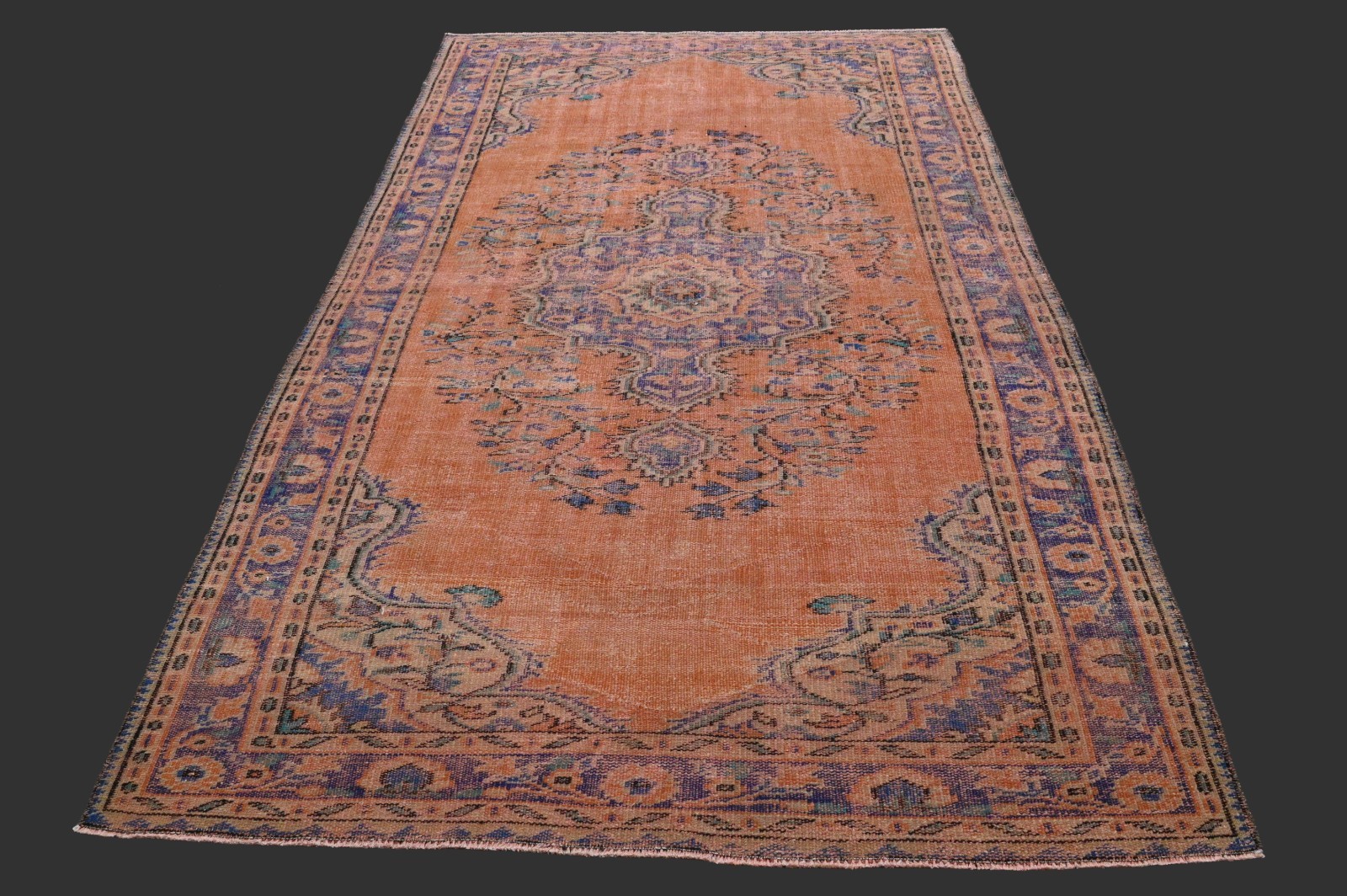 Vintage Turkish Oushak Rug, Orange 5x8 ft, Handmade Wool, Bohemian Anatolian gallery